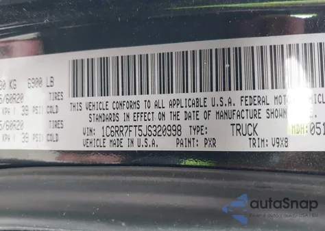 2018 Ram 1500 Express 4X4 6'4 Box z USA, uszkodzony, nr VIN 1C6RR7FT5JS320998